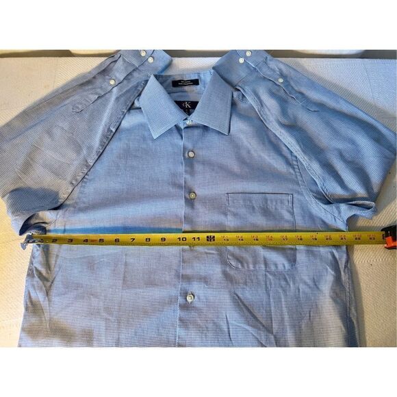 CK Calvin Klein Blue Jacquard Dress Shirt Sz 15 32/33 Button Down Long Sleeve - Picture 5 of 9